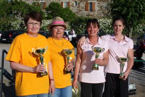 Dominique COURTIAL et Coralie GARNODIER (secteur de Tournon) sont championnes de l’Ardèche devant Josette CHAREYRON et Andrée FAUSTE (secteur de Privas).