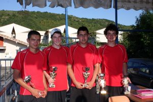 Corentin REYNAUD, Brice ALVES-PEREIRA, Jérémie BESSON et  Hugo REVOLLON (CFB d’Annonay) sont champions de l’Ardèche.