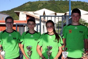 Olivia FOUR, Dylan JEAN, Gaël MAIRE et Chloé POINARD (CFB de Saint Victor) sont vices champions de l’Ardèche. 