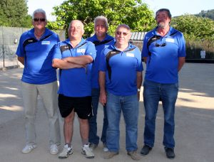L’équipe du secteur de Lamastre, sous-chmpionne de l'Ardèche : Jacky et François Bathail, Jean-Claude Clauzier, Henri Aunave et Hubert Fraysse
