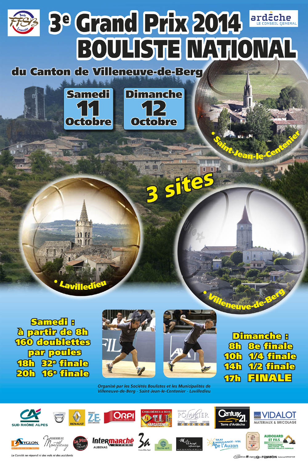 Tirage au sort du 160 doubles du canton de Villeneuve de Berg