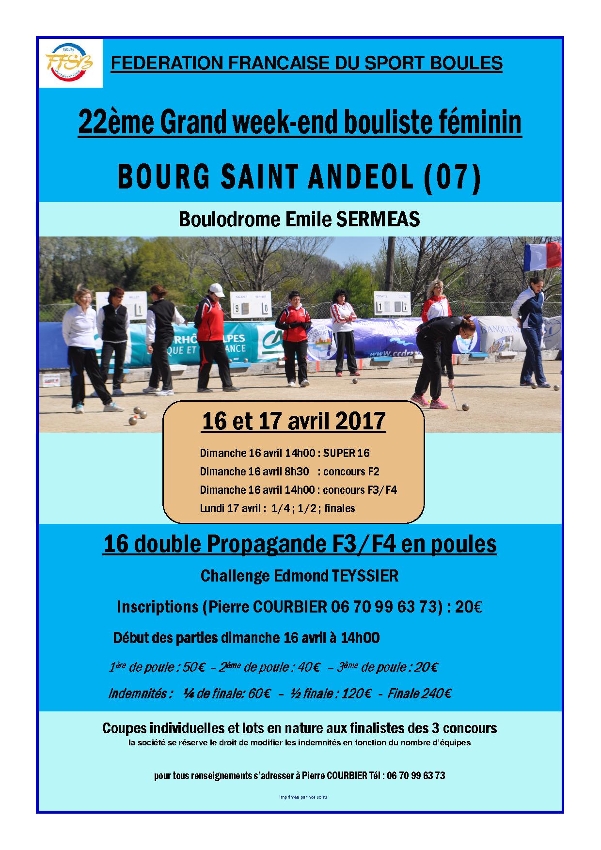 Allez les filles, toutes à Bourg Saint Andéol le 16 et le 17 avril