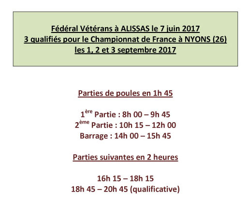 Tirage et programme du fédéral des vétérans