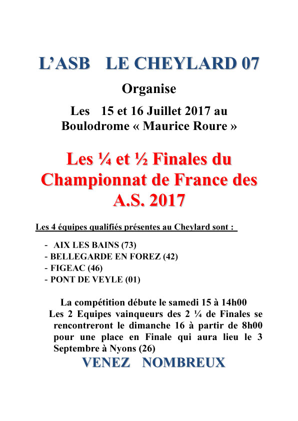 Deuxième phase interrégionale des AS 3 et 4