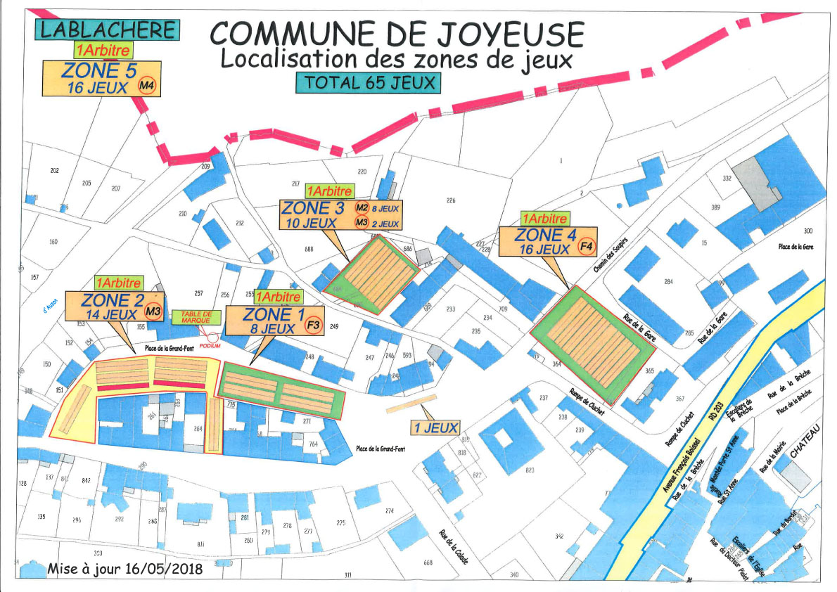 Plan des jeux à Joyeuse