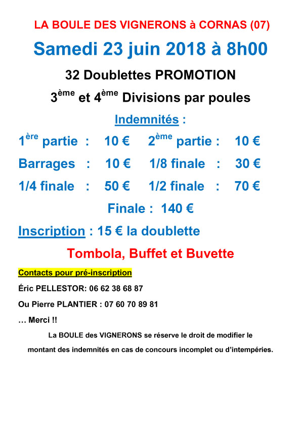Pas de repas sur place à Cornas ce samedi 23 mais des séries à prendre…