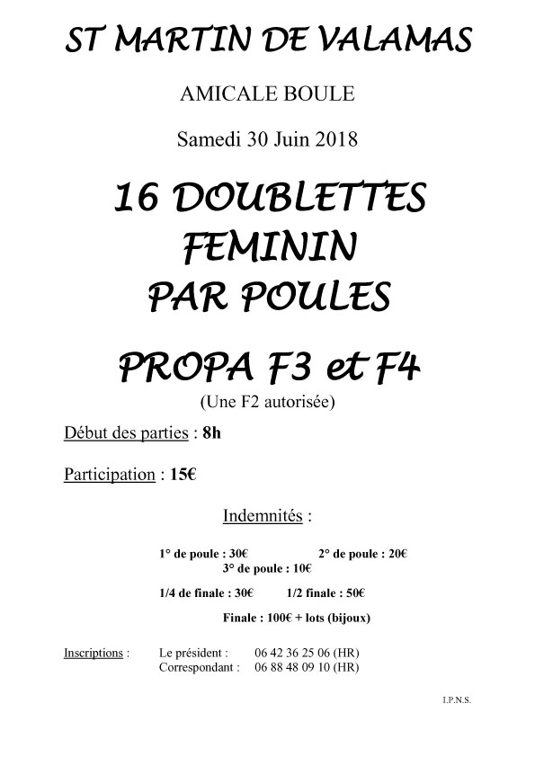 Féminines inscrivez-vous à Saint Martin de Valamas