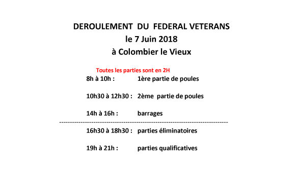 Programme et tirage du fédéral vétéran