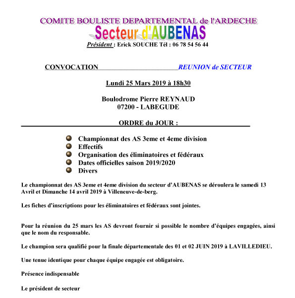 Réunion du secteur d’Aubenas