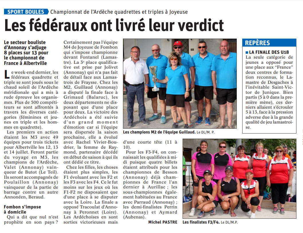 Revue de presse du mois de juin (Le Dauphiné Libéré).