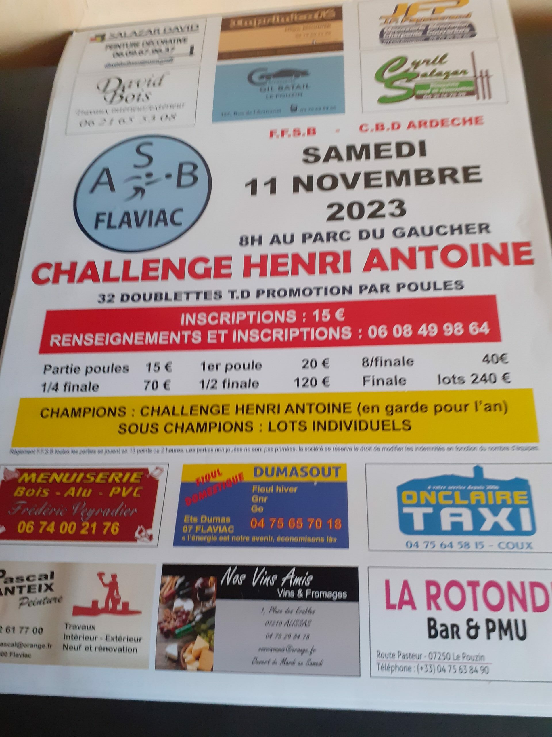 Flaviac : 32D TD en poules le 11/11/2023