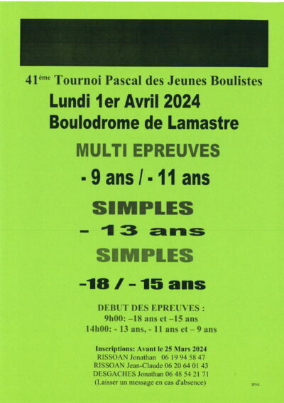 Jeunes: Tournoi de Lamastre